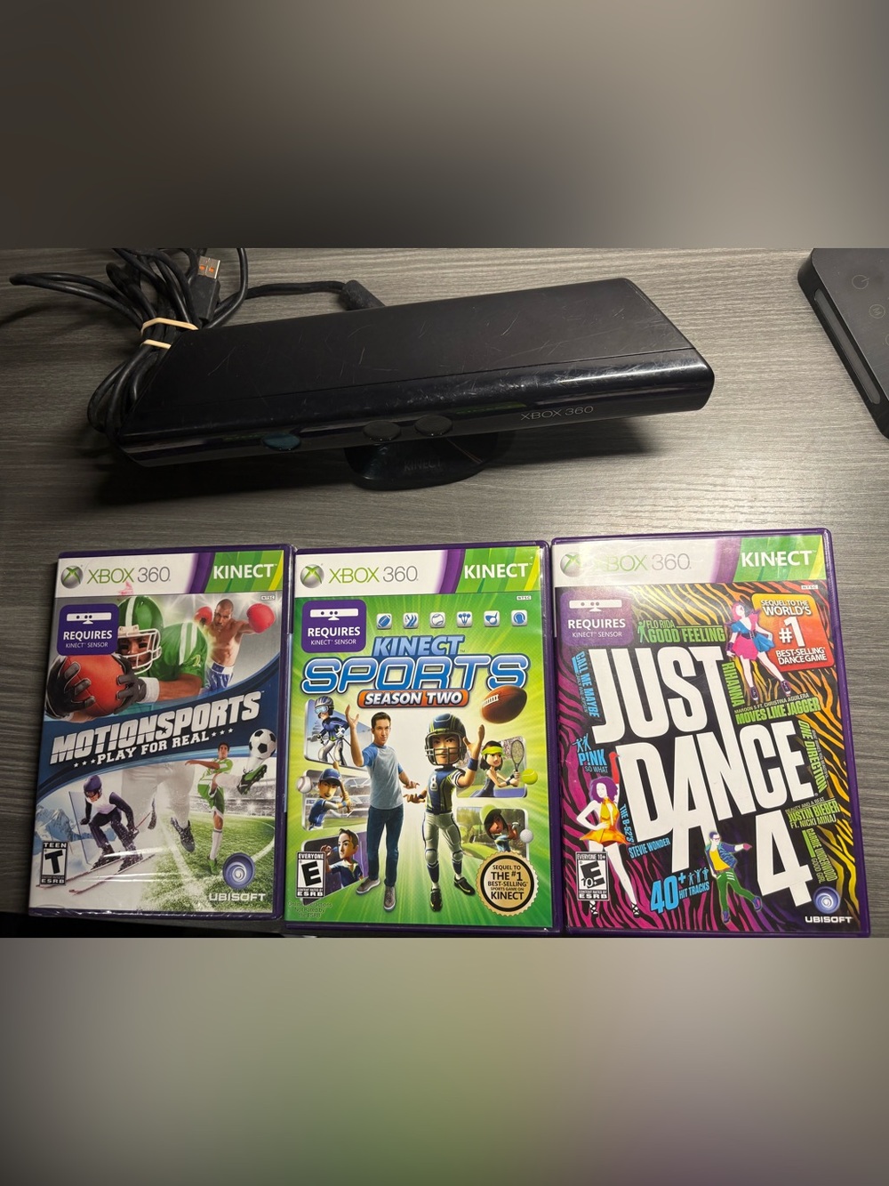 Xbox 360 Kinect Sensor Bundle Just Dance 4 Kinect Sports Tested Working